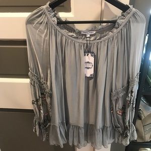Tempo Paris NWT size XL embroidered boho top